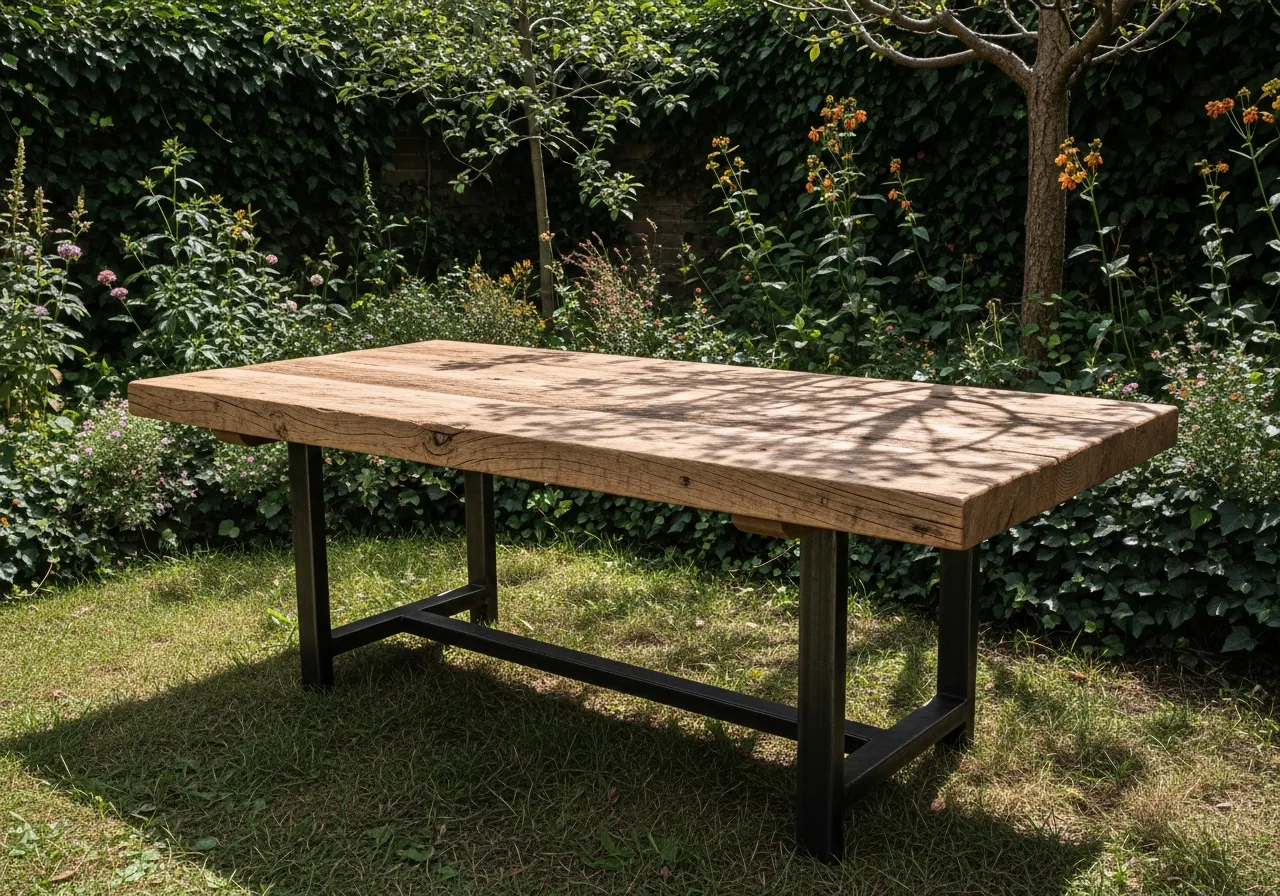 Restored timber outdoor table