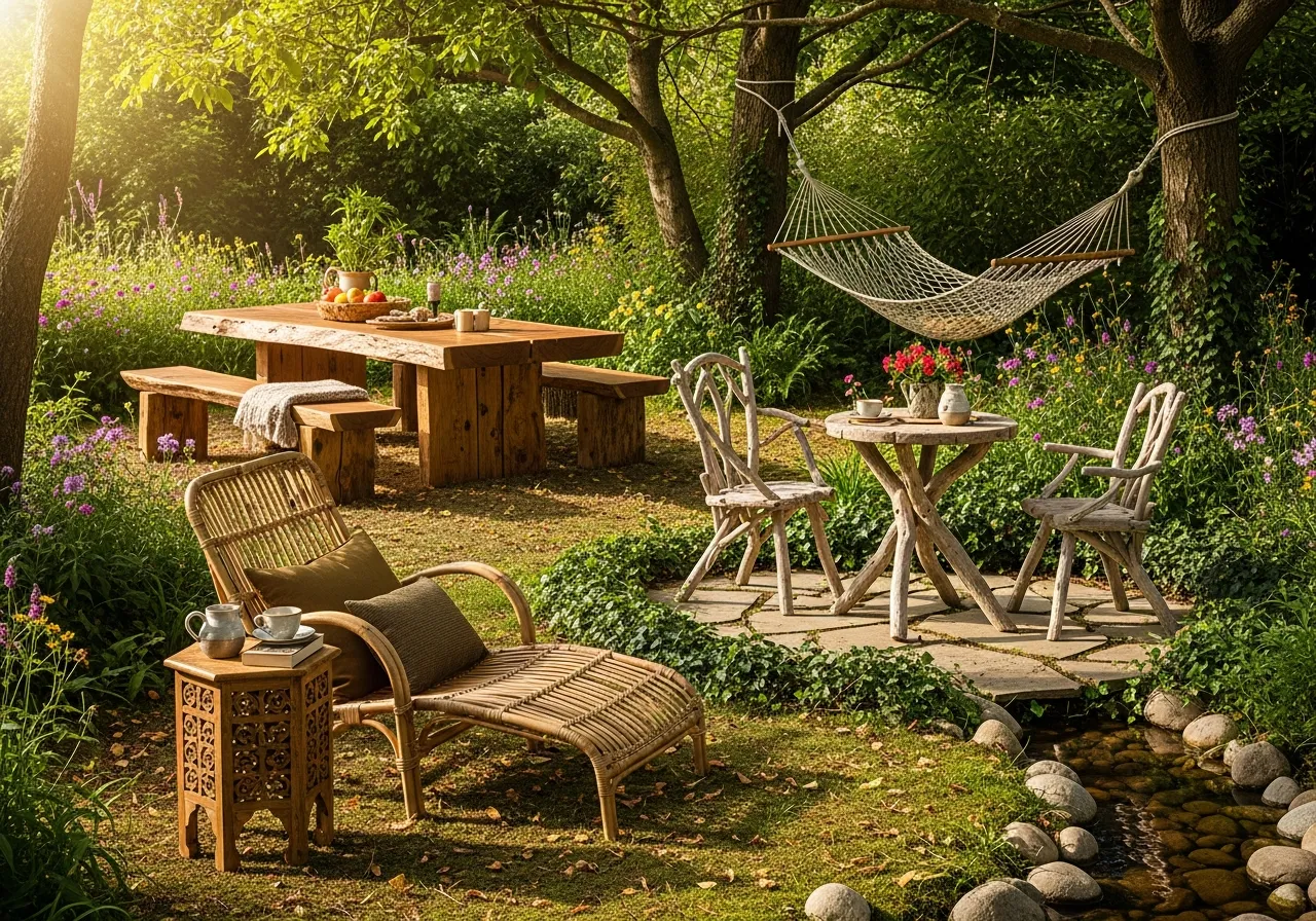 Garden furniture in natural setting